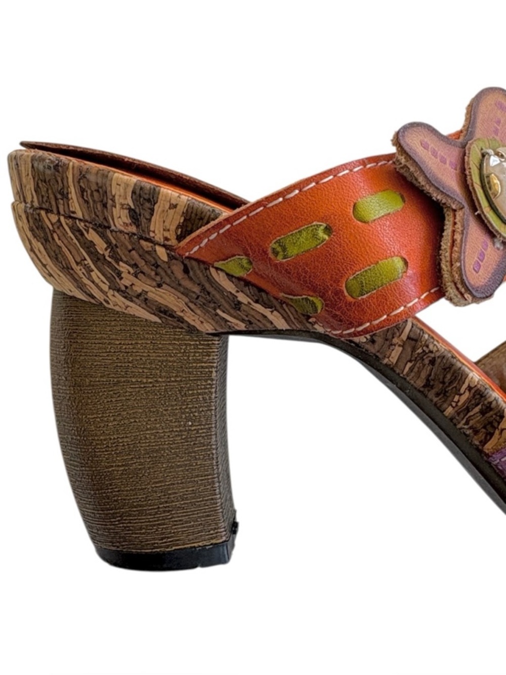 EUC Spring Step Leather Begonia Multi Color Heeled Sandals Size 9 - Picture 3 of 10